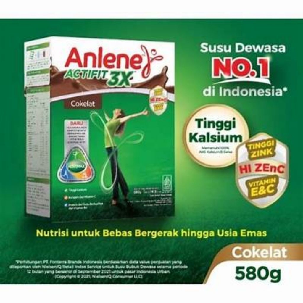 

Anlene Actifit 3x 580g Coklat 1dus isi 12