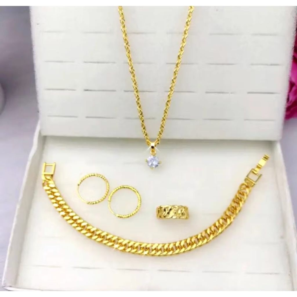 SET RANTAI MEWAH TITANIUM ANTI LUNTUR PERHIASAN KEKINIAN