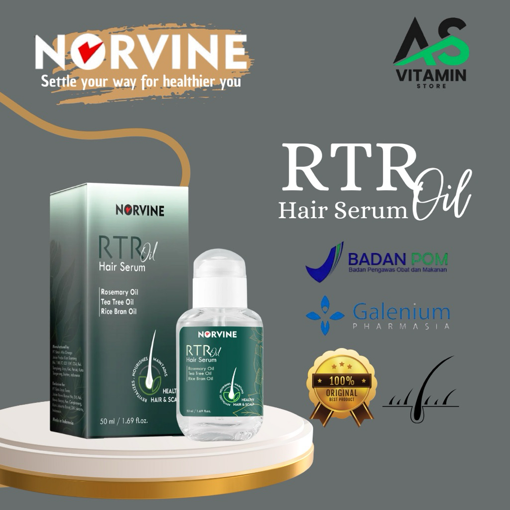 Norvine Minoxidil 5% & RTR Oil hair serum Cairan Rosemary Oil Vitamin Penumbuh Rambut Original BPOM 
