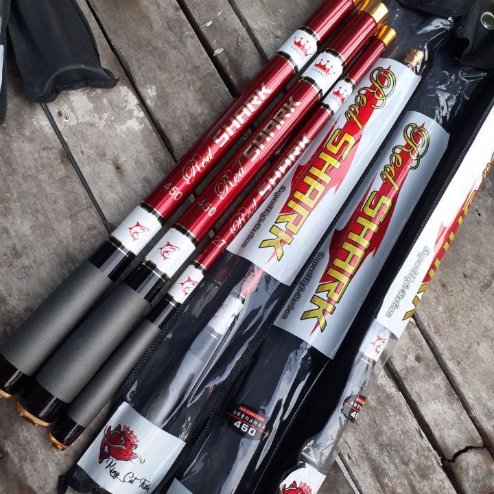 TEGEK GAMARU RED SHARK RUAS PENDEK BAHAN CARBON KUAT DRAG 5KG 270.360.450