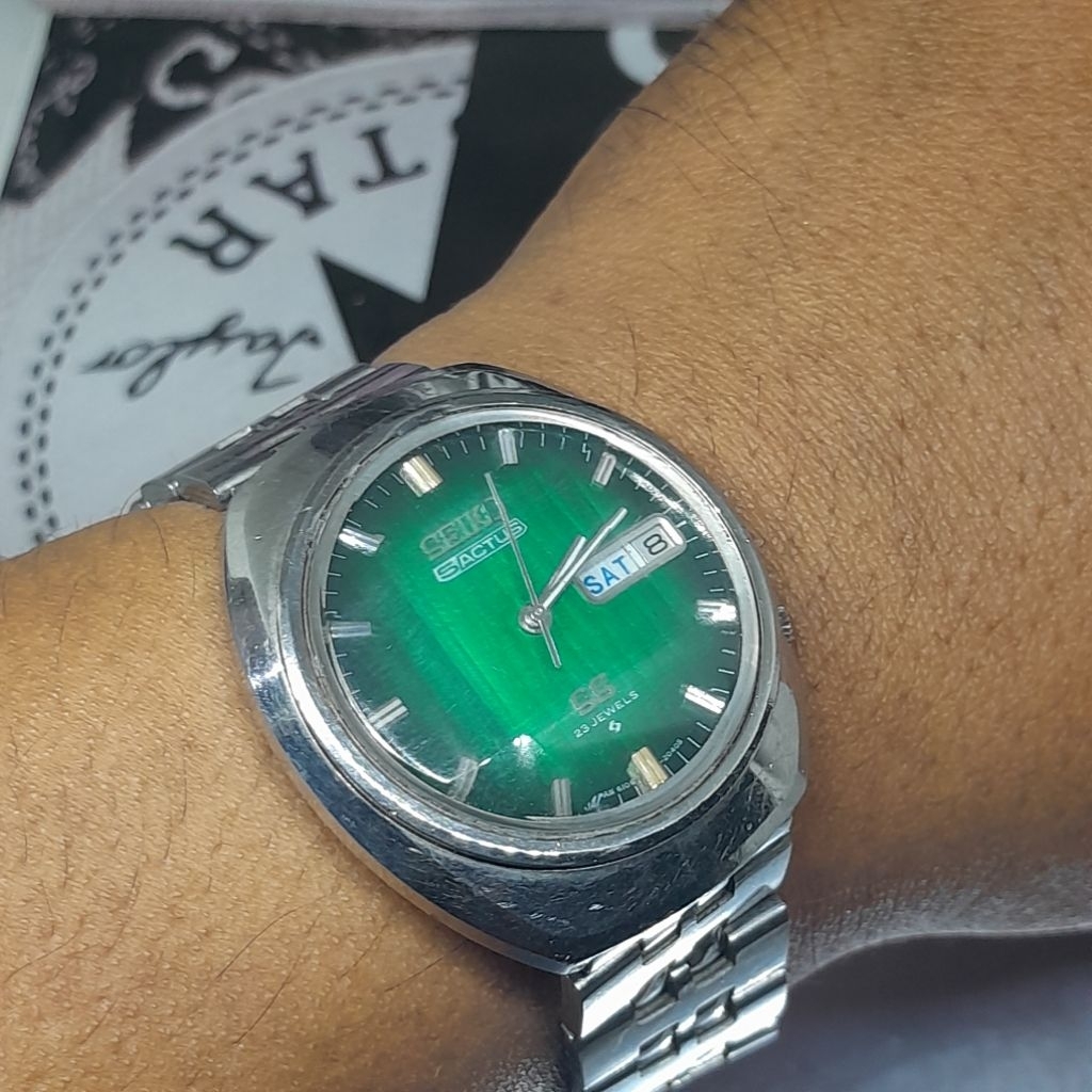 Jam tangan Vintage Seiko 5 actus SS Green dial 6106 7590 Automatic