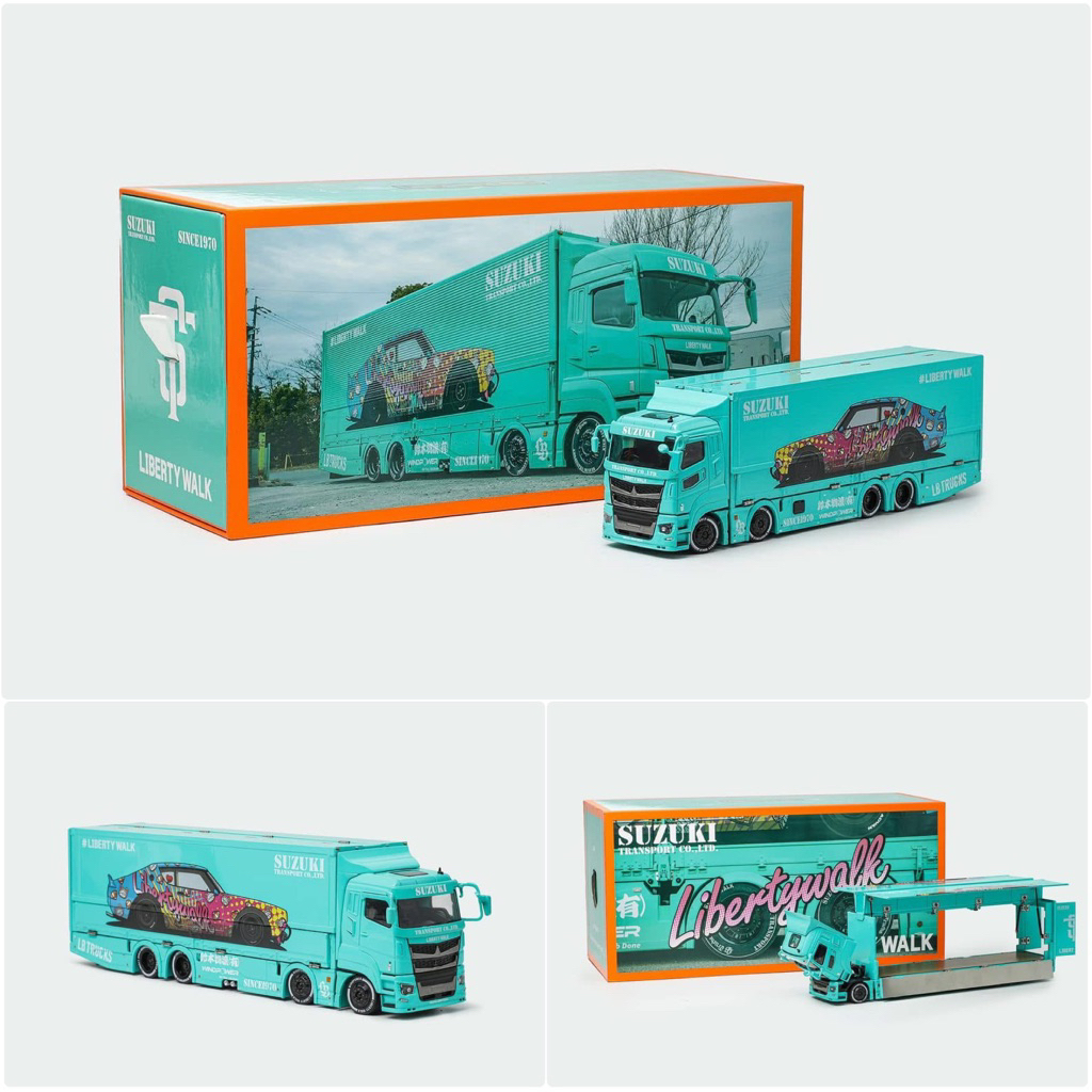 GCD 1:64 Mitsubishi Fuso Super Great Transporter LBWK Blue