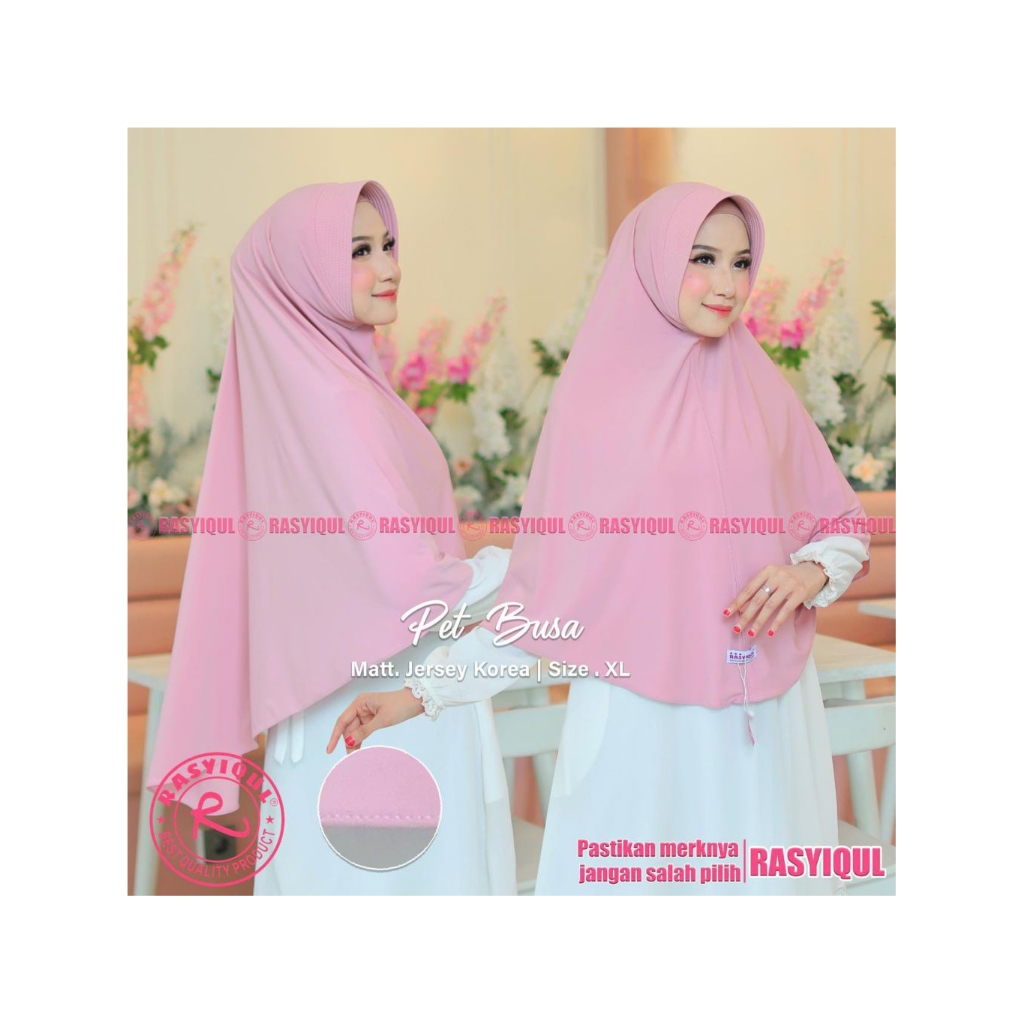 Jilbab Rasyiqul PET Busa XL Original - Bergo Instan Jersey Premium Quality