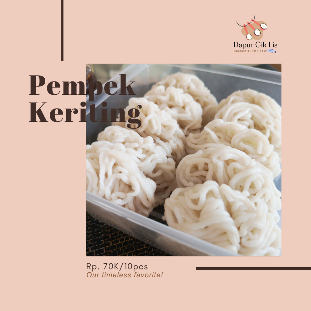

Dapur Cik Lis Pempek Palembang Non Frozen Tanpa MSG – 10 pcs Pempek Keriting Asli Tenggiri + Cuko Pedas