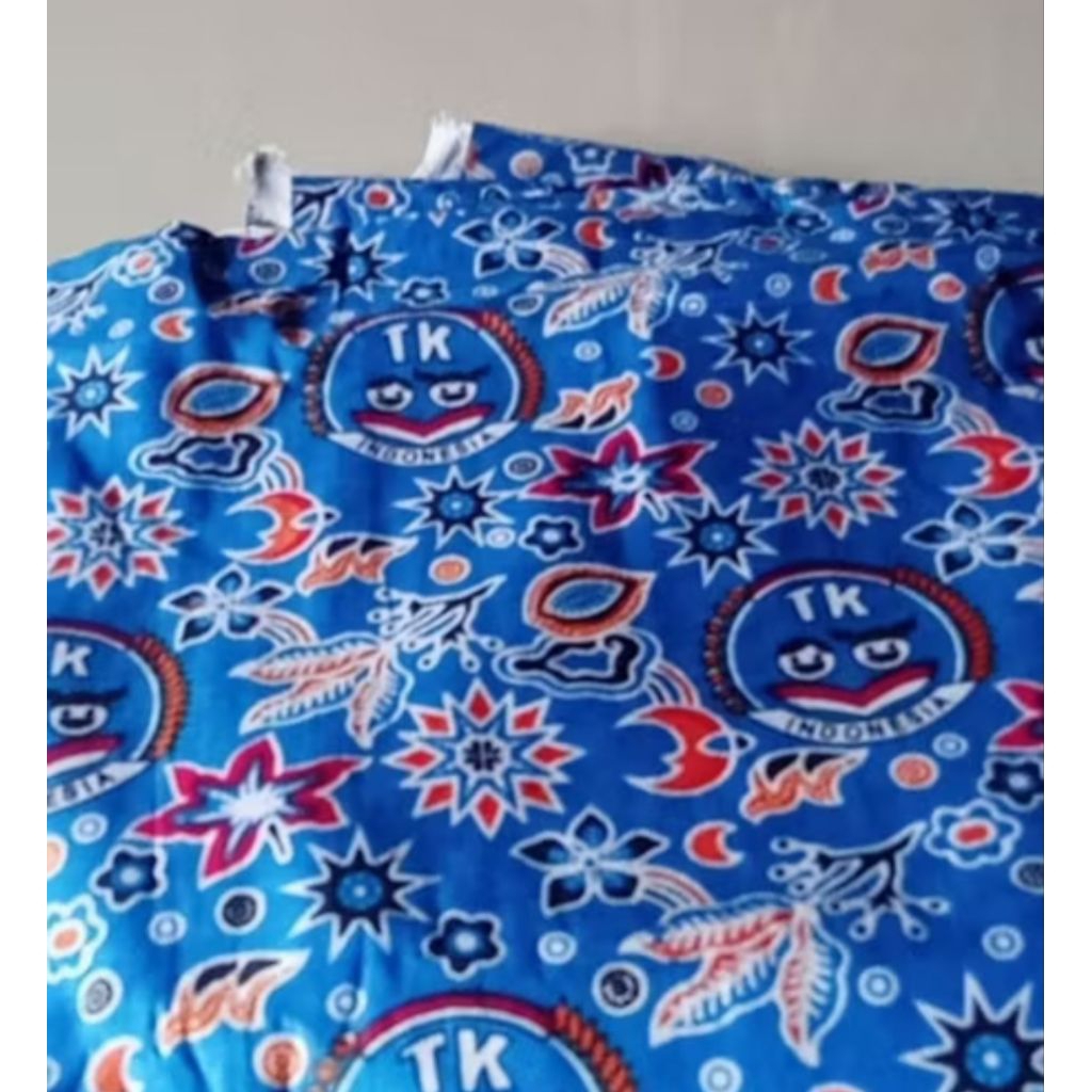 Seragam batik tk/paud biru nasional bahan katun palembang