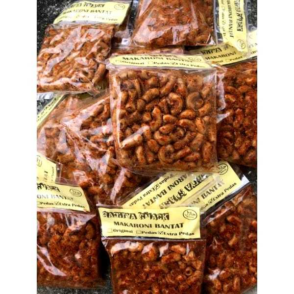 

MAKARONI PEDAS BANTAT Makaroni Pedas Daun Jeruk Cikruh Kriuk Tidak Keras Snack 100gr - 250gr - 500gr - 1kg - Cemilan Makaroni Pedas Manis Gurih Daun Jeruk Pedas Manis Gurih