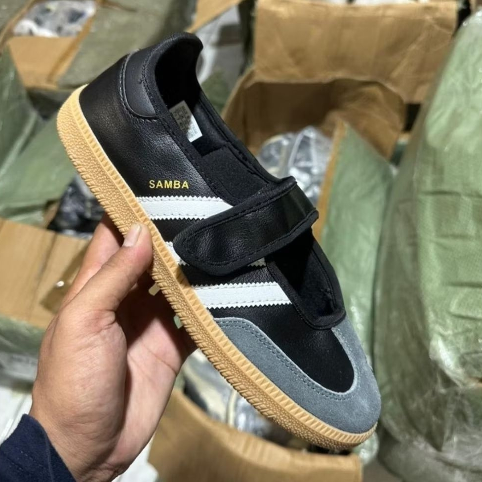 Sepatu Sneakers Cewek Adidas Samba Mary Jane Ballerina Pakai Tali perekat Bahan Kulit Made In Vietna
