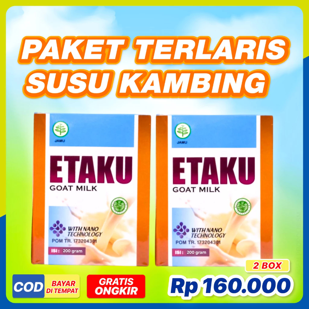 

Diskon!!!Etaku Goat Milk Susu Kambing Etawa Murni Bubuk Sudah Bpom dan Halal 2 box