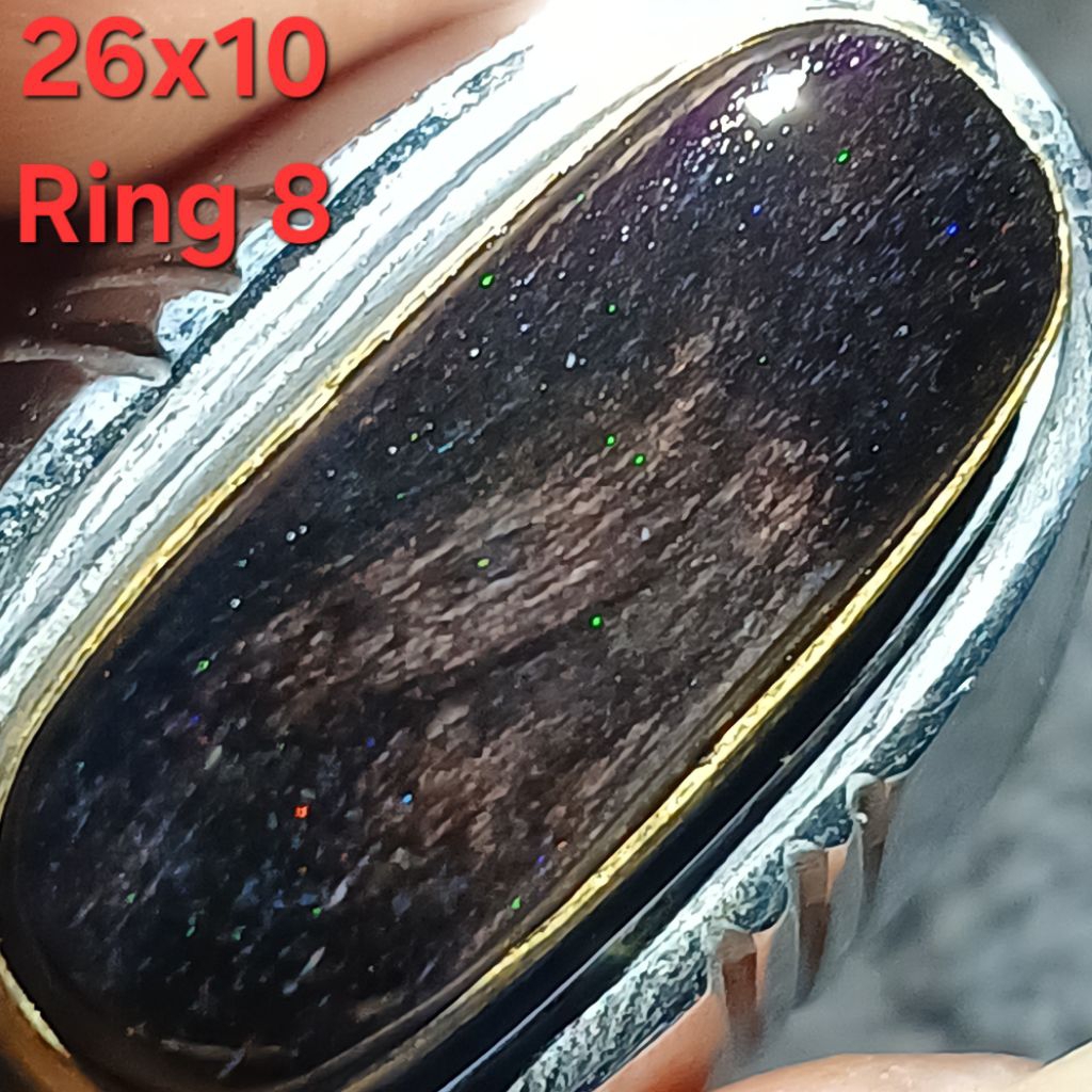 RING,8 BLACK OPAL RUYUNG BULE BANTEN 26X10