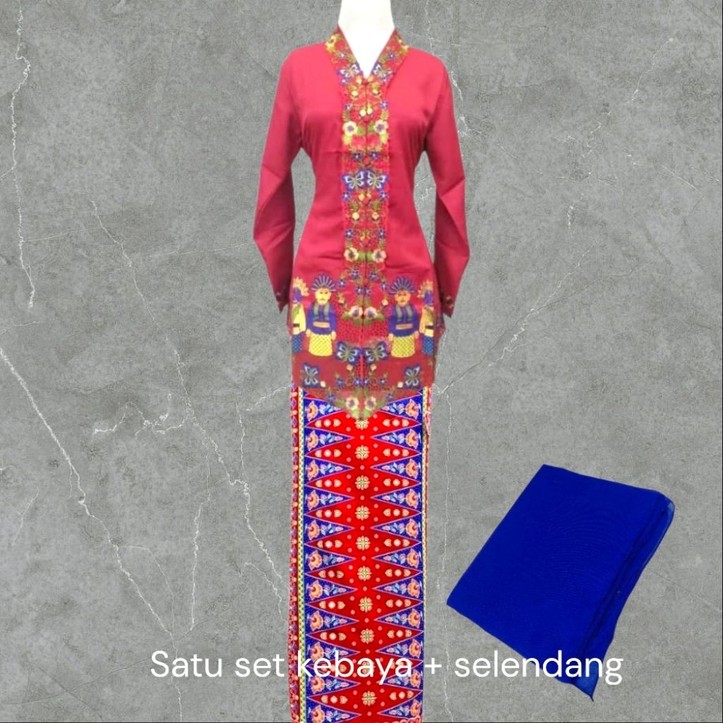 FK - Kebaya encim Betawi kebaya katun ondel ondel setelan kebaya encim terlaris / setelan kebaya enc