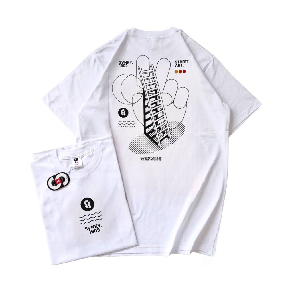 Kaos Sevenkey / Tshirt Baju Distro Pria Wanita / Kaos Oversize / Recovery White
