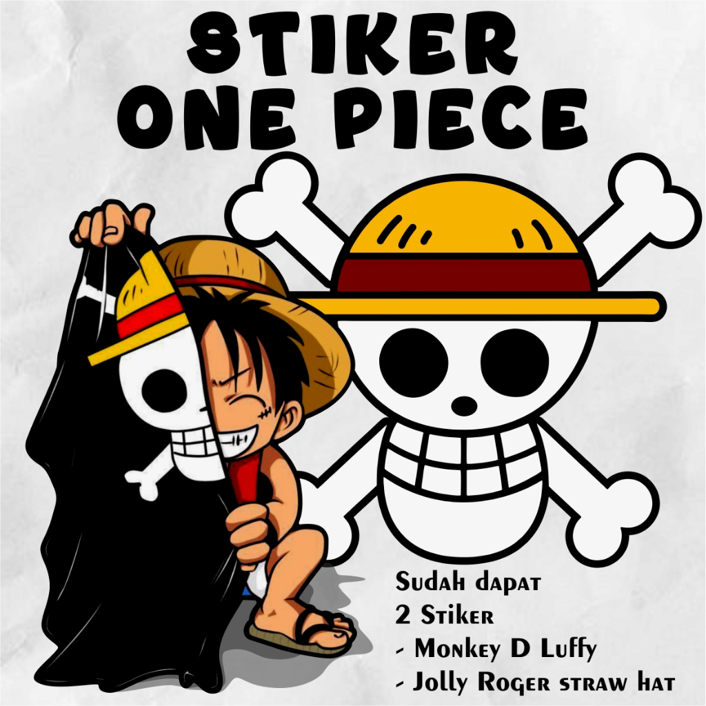 

Stiker One Piece 2 stiker Jolly Roger Straw Hat Dan Monkey D luffy
