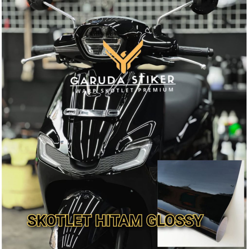 Skotlet Motor Hitam Glossy Stiker Skotlet Body Motor Glossy