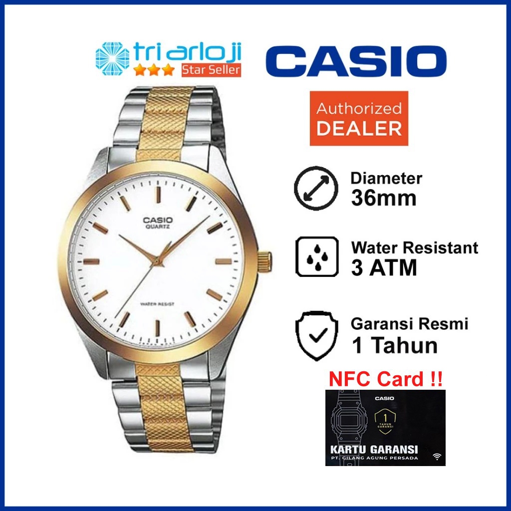 CASIO MTP-1274SG-7ADF Jam Tangan Pria Analog Silver Gold MTP-1274SG-7A MTP1274SG