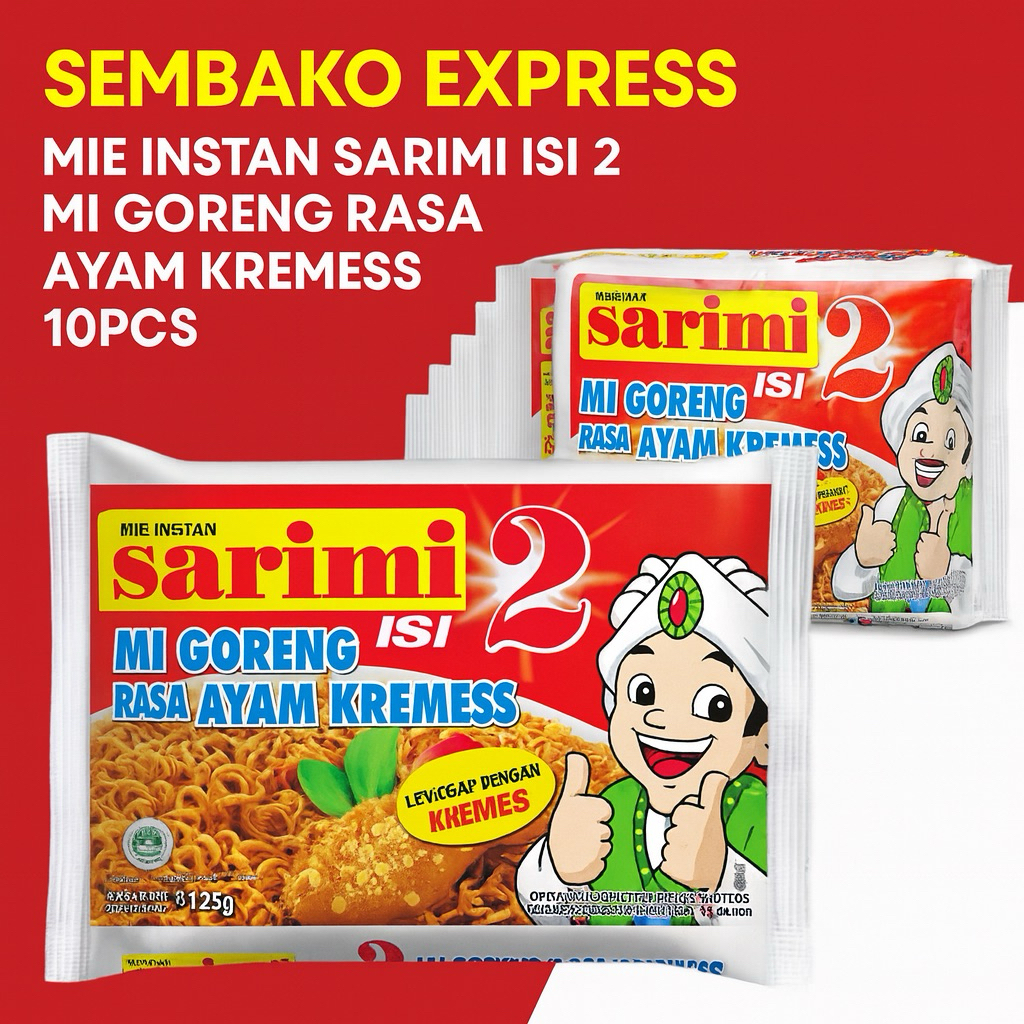 

Sarimi Isi 2 Mi Goreng Rasa Ayam Kremess 10 pcs – Mi Instan Gurih dan Renyah