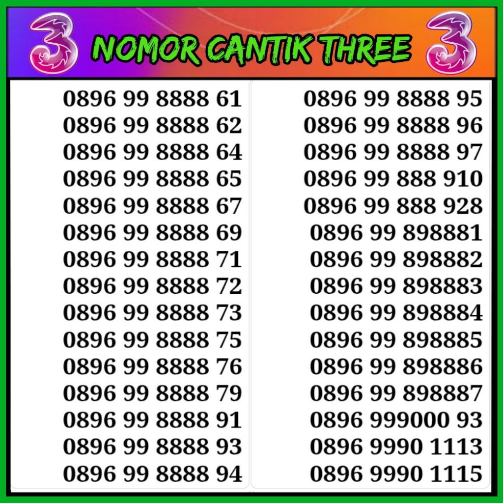 kartu perdana nomor cantik tri support 4G & 5G