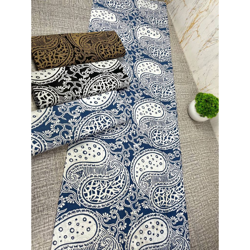 hmt kain batik monokrom denim kuning hitam