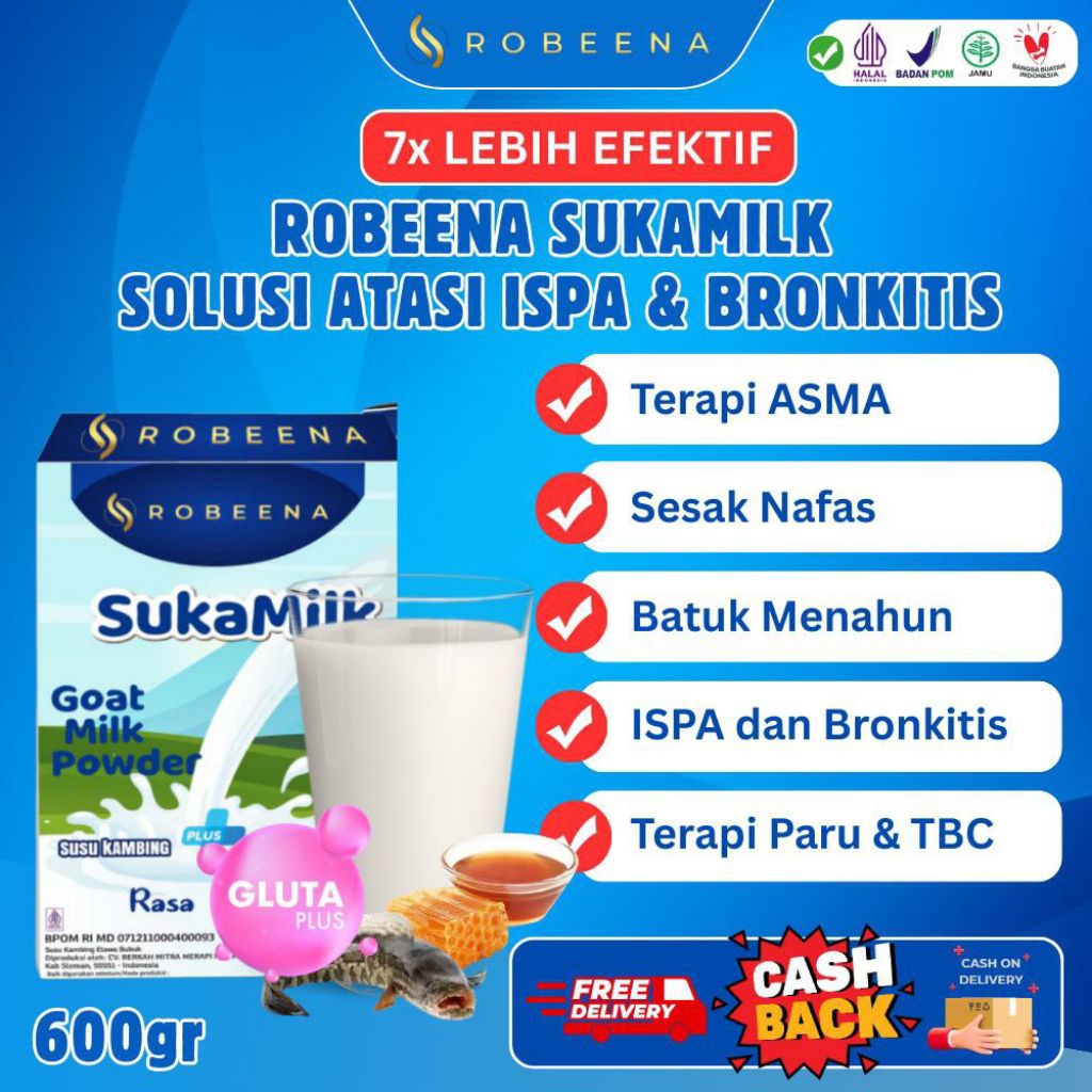 

ROBEENA SUKAMILK Susu kambing etawa untuk menyembuhkan Asma, Pneumonia, TBC