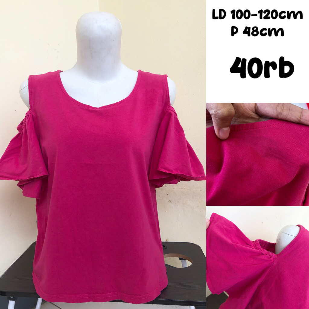 shoulder top pink fuschia basic polos