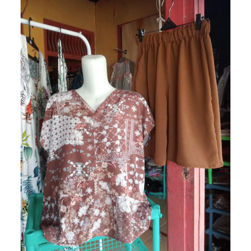 SETELAN RAYON KULOT CRINKLE PENDEK