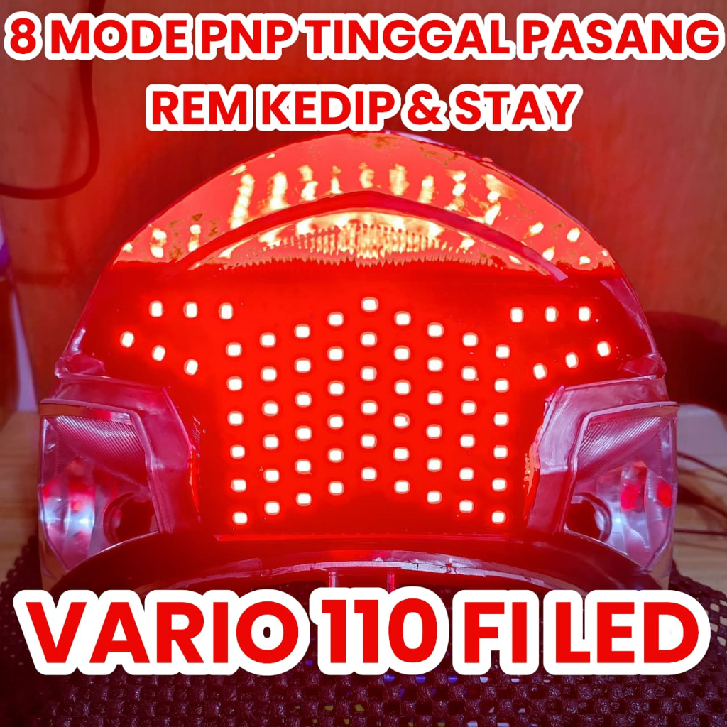 LAMPU STOP RUNNING / STOPLAMP RUNNING VARIO 110 FI LED 8 MODE PEMASANGAN PNP