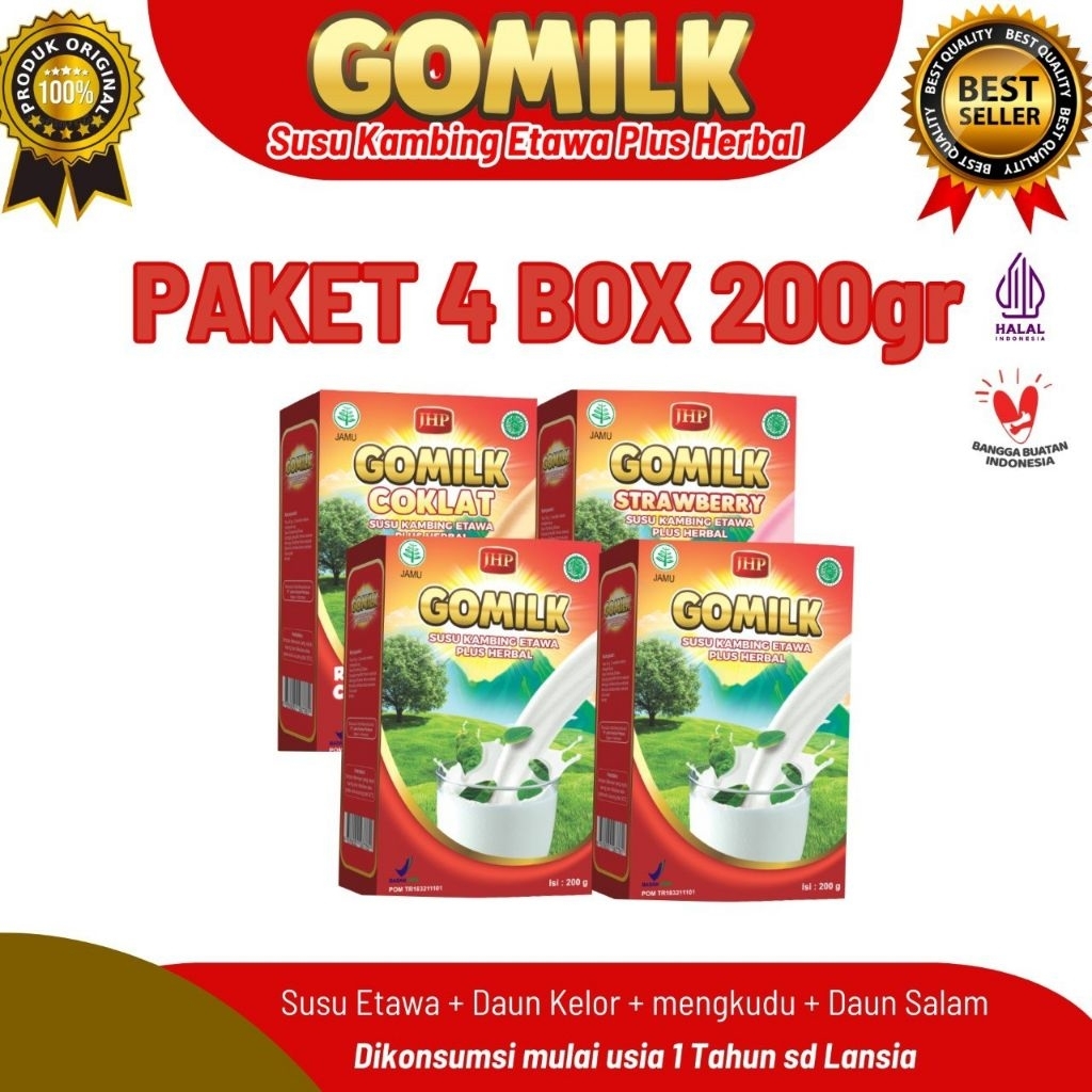 

Paket 4 box Gomilk susu kambing etawa plus herbal