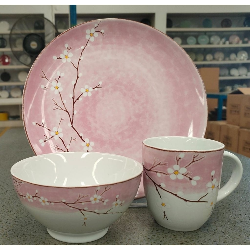 Dinner Set Keramik Sakura Pink