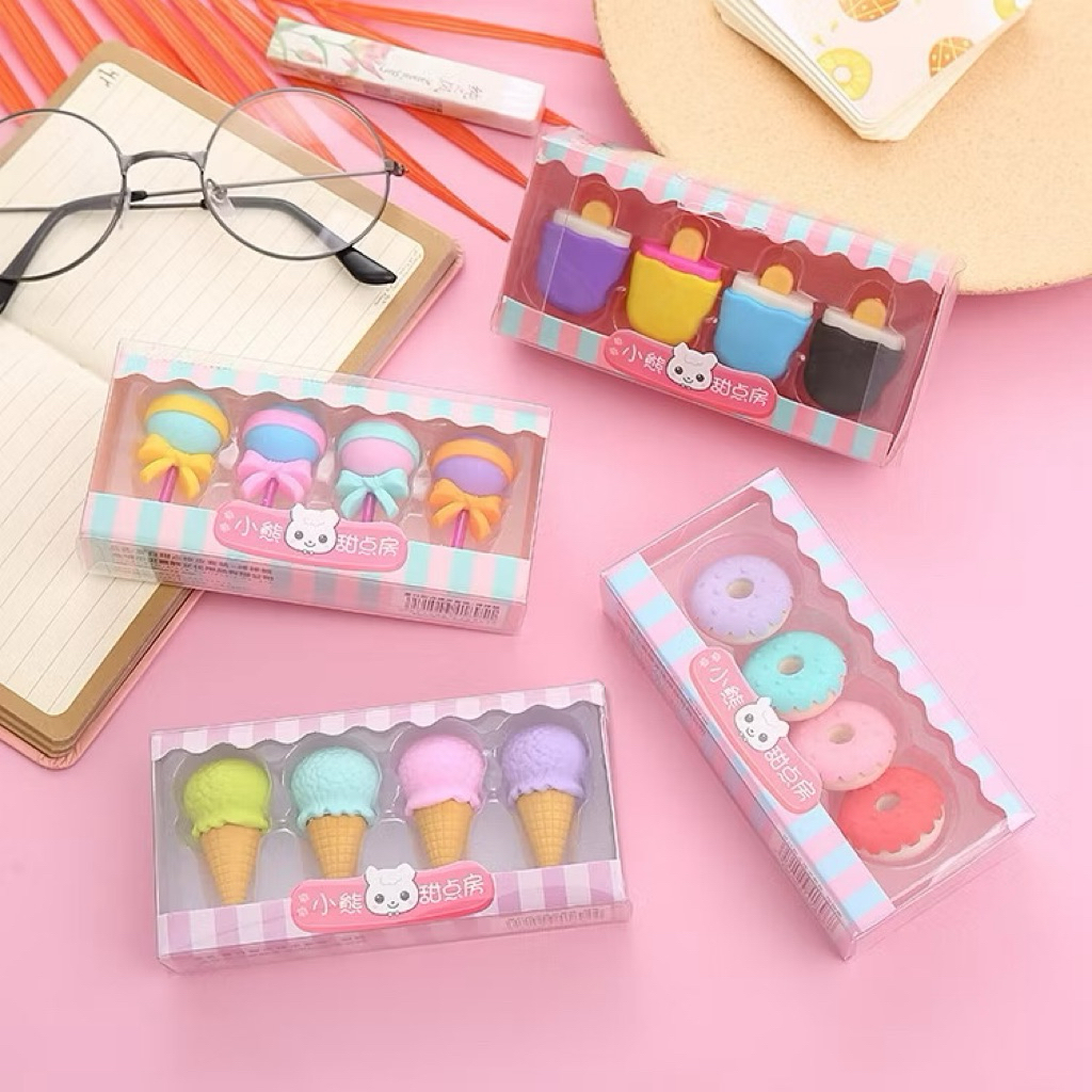 

Penghapus Set Cute / Penghapus Pensil Model Ice Cream Donat Lolipop / Penghapus Pensil Karakter Lucu