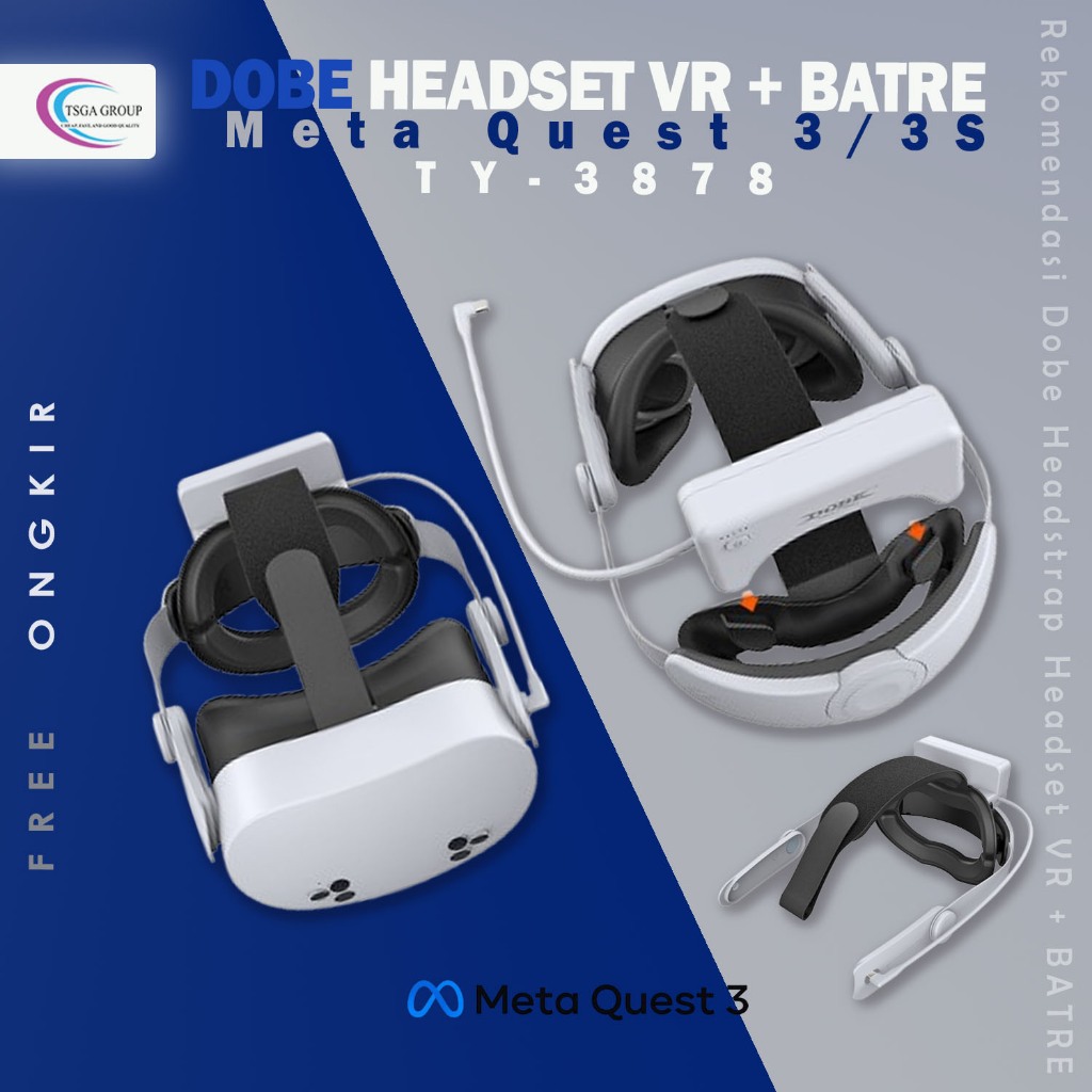 DOBE Headset VR Battery Quest 3 Headstrap Quest 3S VR Strap kepala VR Quest 3/3S PowerBank