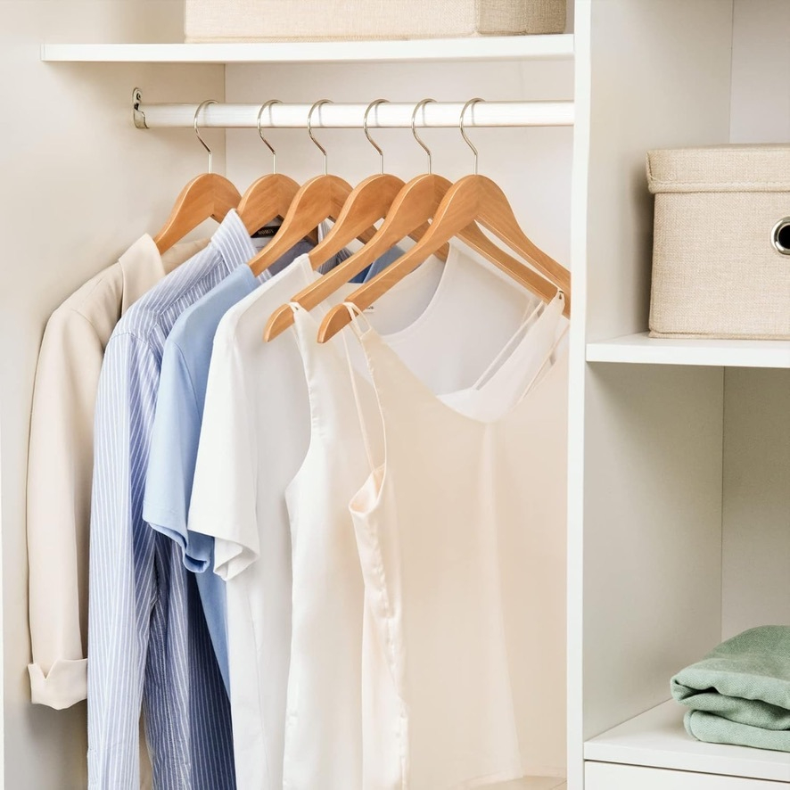 Hanger Kayu Tanpa Palang Gantungan Baju Pakaian Anak Dewasa Kekinian Estetik Natural Wood Hanger Aes