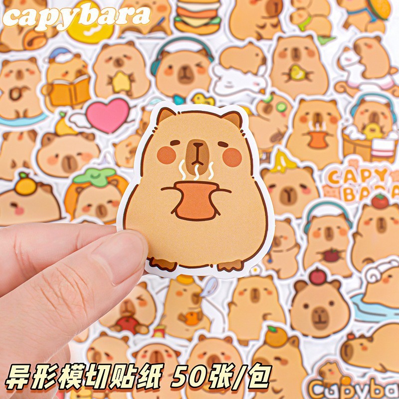 

Sticker Capybara (isi 50pcs) Sticker Tempel Sticker Bergambar Sticker Lucu