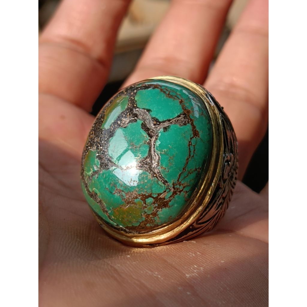 Batu Pirus Hubei Ijo Lawasan Ceplok Kuro