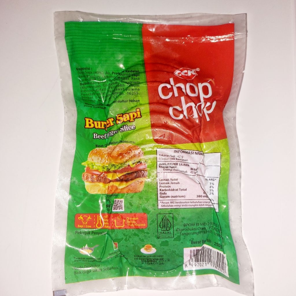 

CHOP CHOP Smoke Beef Burger Slice Daging Sapi 250 gr