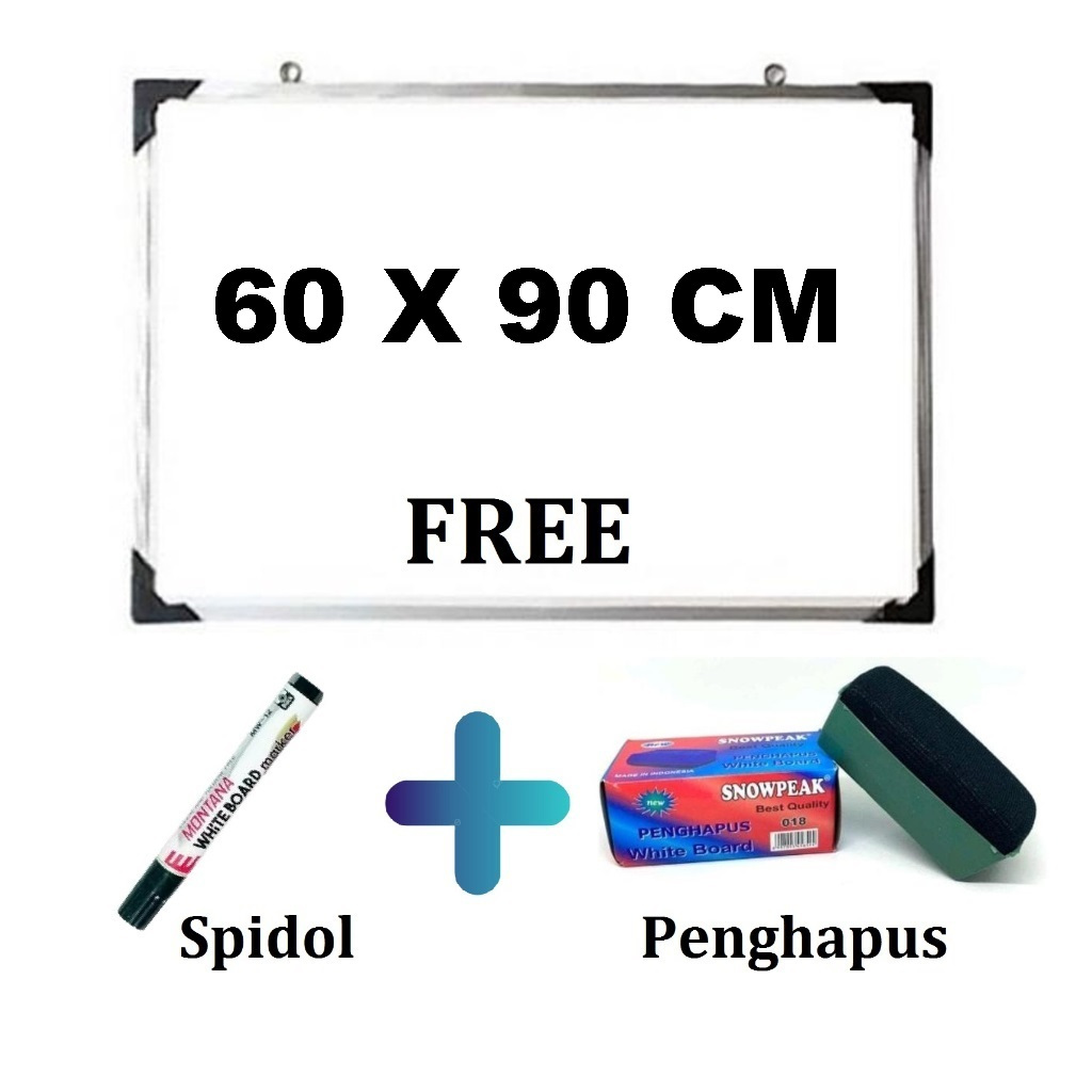 

(FREE SPIDOL DAN PENGHAPUS) Papan Tulis Spidol dan Kapur / Whiteboard / Blackboard Ukuran 60X90 BACA DESKRIPSI!!!
