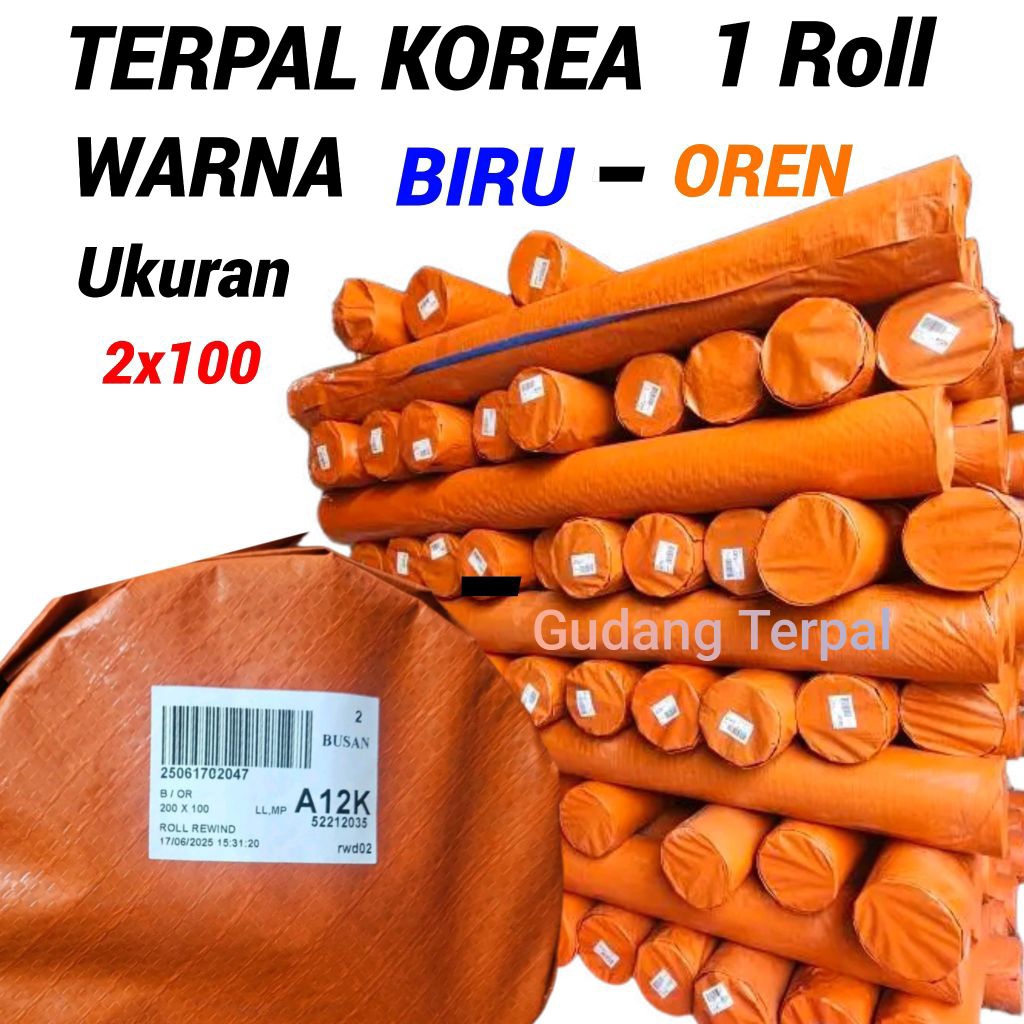 Terpal Roll A12 Korea Tebal Murah Warna Biru-Oren