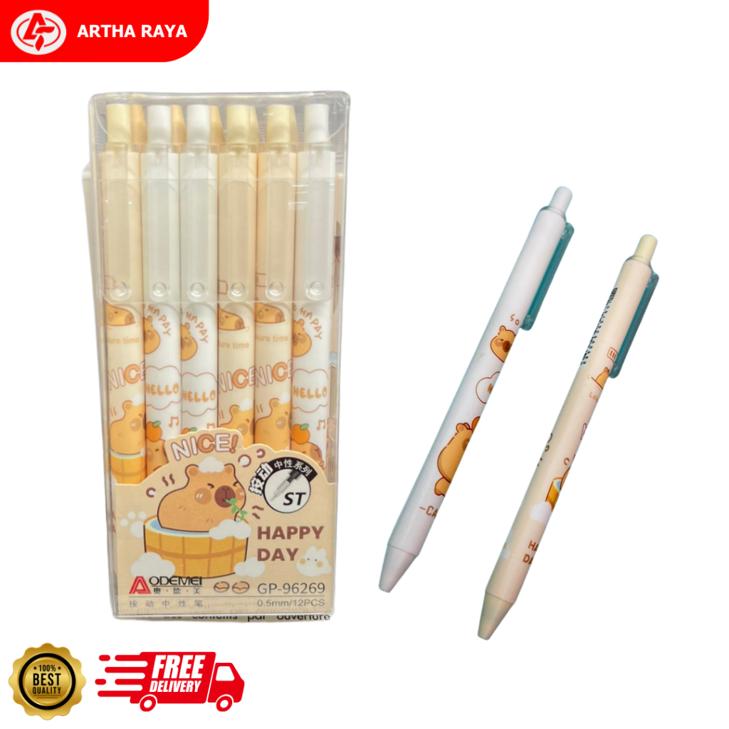 

AODEMEI Pulpen Gel Happy Day Cetekan Hitam GP-96269 [12 PCS]