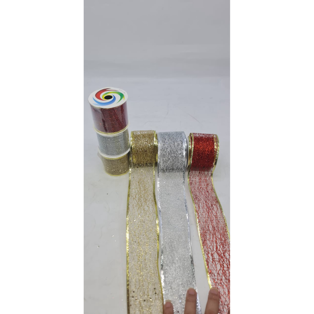 

0868-1 ukuran 6.3cm pita natal 1 roll 0968 -6 ukr 5cm pita natal 1roll panjang 2,7 meter satuan