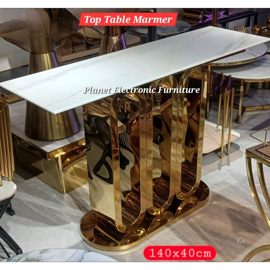 Meja Konsul Marmer 140cm  Meja Etalase Meja Hias  Meja Pajangan  Meja Sudut  Meja Marmer