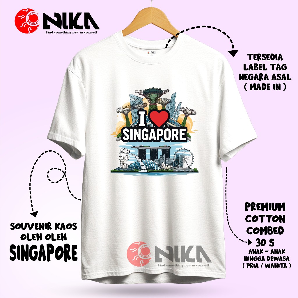 KAOS OLEH OLEH SINGAPORE OLEH OLEH SINGAPORE COTTON COMBED 30 S SOUVENIR KAOS