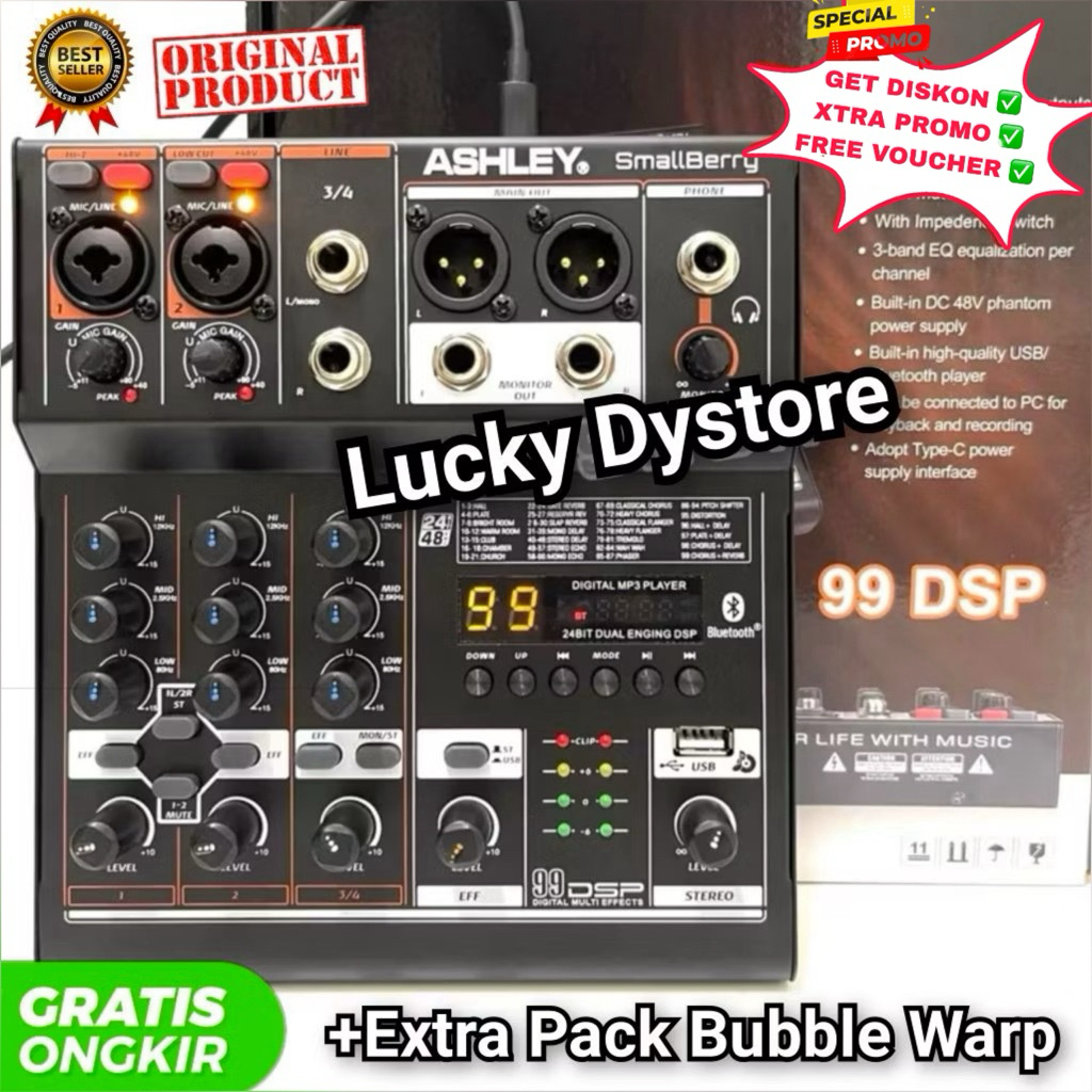 Mixer Ashley Smallberry Original 4 channel Bluetooth USB mixer small berry 4 mixer ashley 4 channel