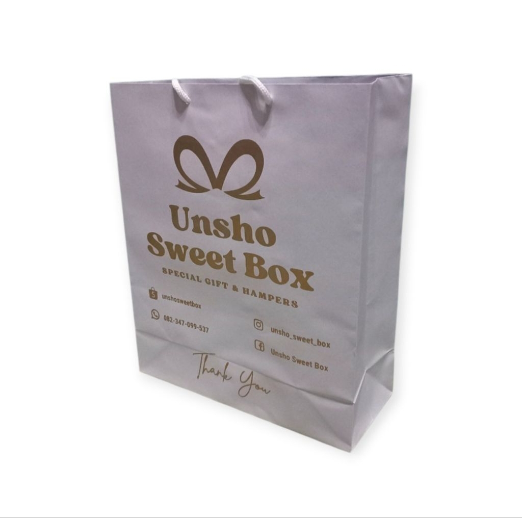 

Paper Bag Putih Sablon 2 Sisi By Unsho Sweet Box / Paper Bag Putih / Tas Kertas