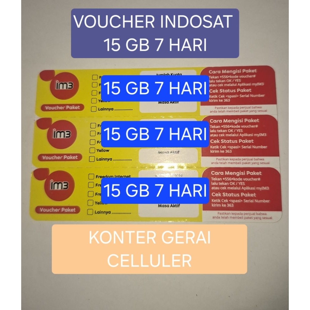 VOUCHER INDOSAT 15 GB 7 HARI
