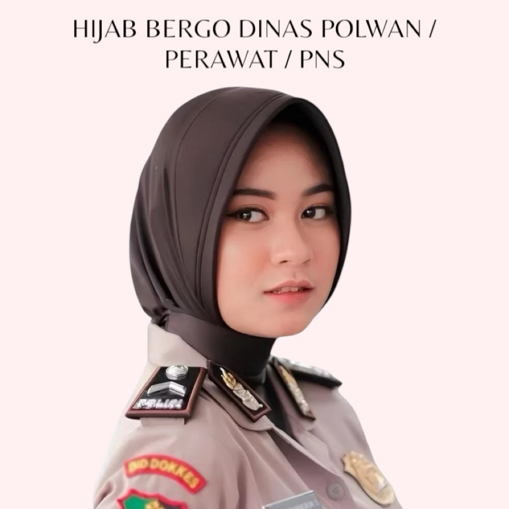 Hijab Bergo Dinas Polwan / Perawat / PNS