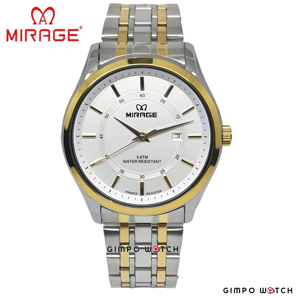 [MIRAGE] JAM TANGAN ANALOG PRIA ORIGINAL RANTAI STAINLESS STEEL TAHAN AIR 8830BRPM