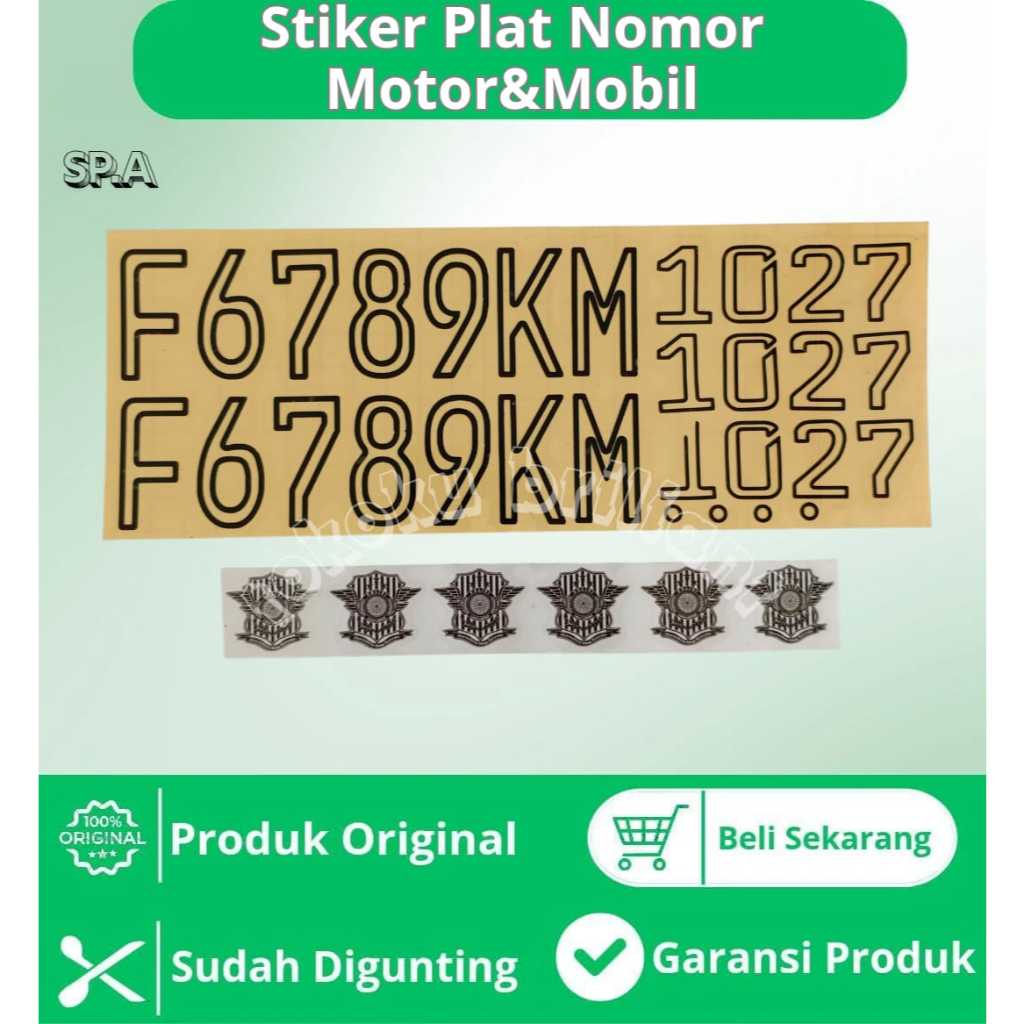 Sticker plat motor MOBIL Font BARU + Logo