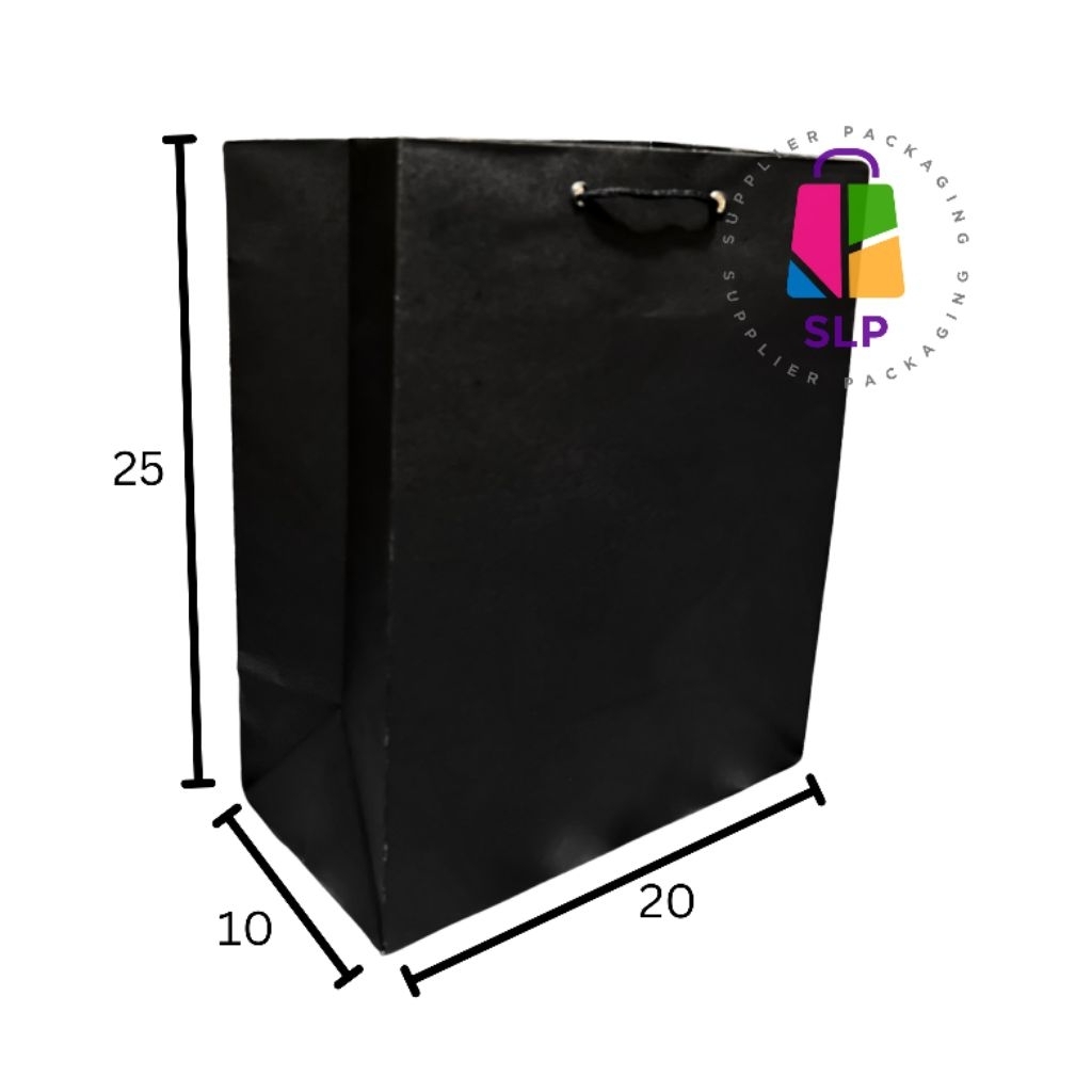 

paper bag hitam 20x25 tas kertas hitam polos goodie bag souvenir hampers