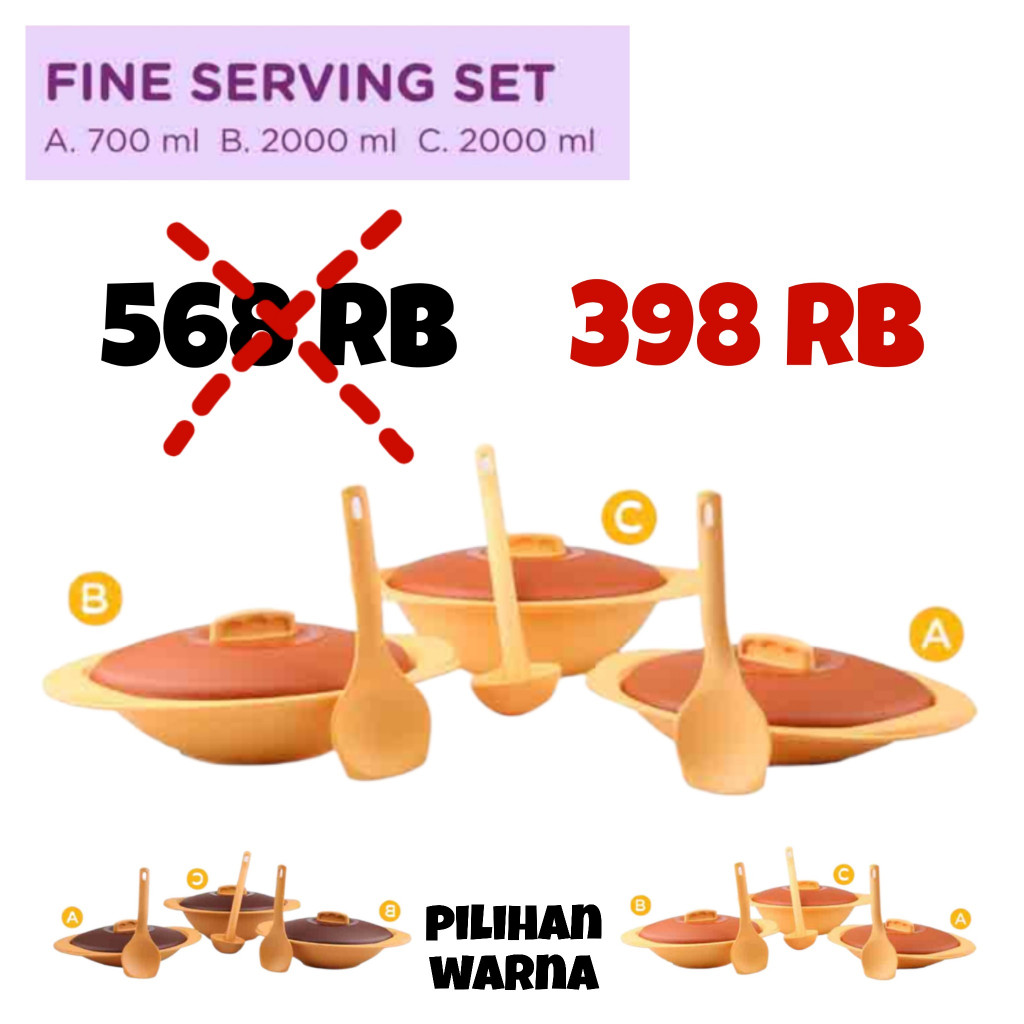 Twin Tulipware FINE SERVING SET Lodor Tempat Penyajian Makanan Isi 3 Tulipware Kita