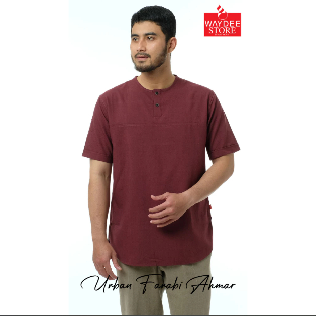 WAYDEE FARABI AHMAR | Kemeja Koko Pria Lengan Pendek - Kemeja Pria - Baju Koko Pria Lengan Pendek Wa