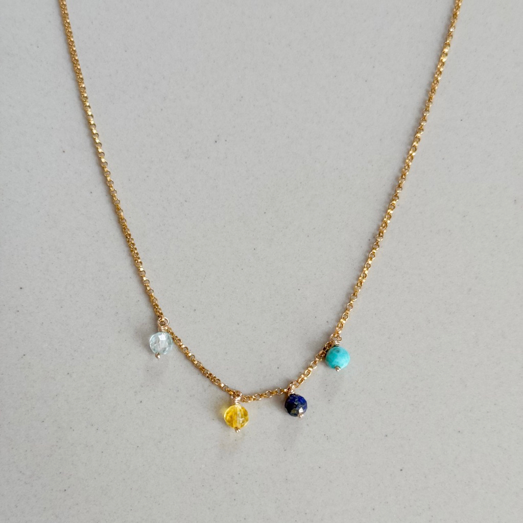 Glossiethinc - Zodiac Stone Necklace | Kalung 925 Sterling Silver | Gold Filled