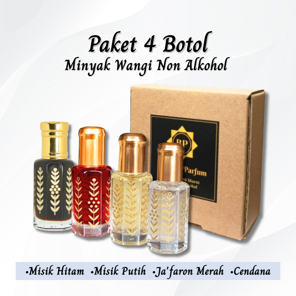 Paket 4 Botol - Misik Hitam Asli 100% Original Super Wangi Tahan Lama Misik Putih Super Kental Cenda